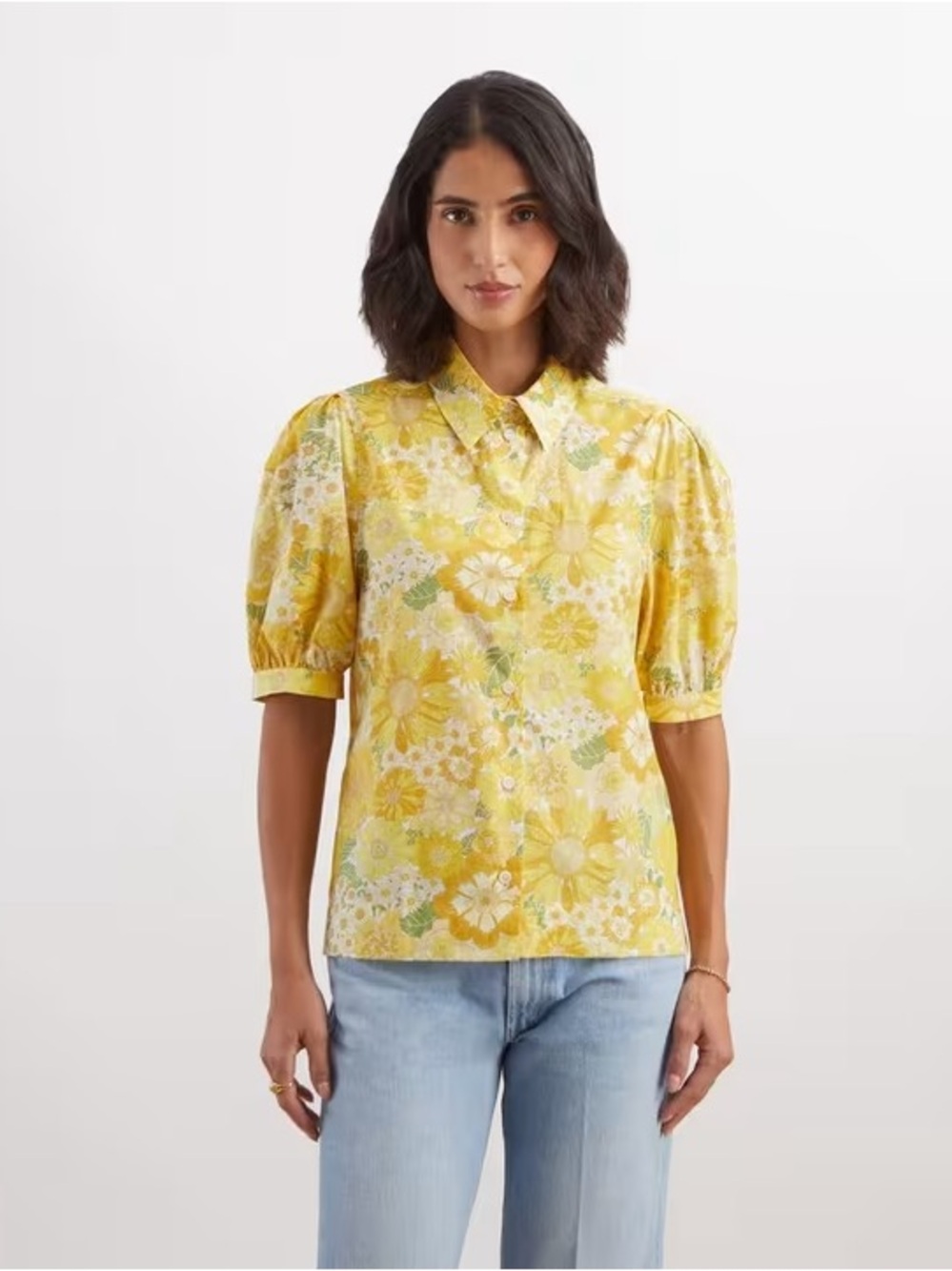 Liberty Phoebe and Jo short puff sleeve 100% silk shirt - Picture 6 of 8